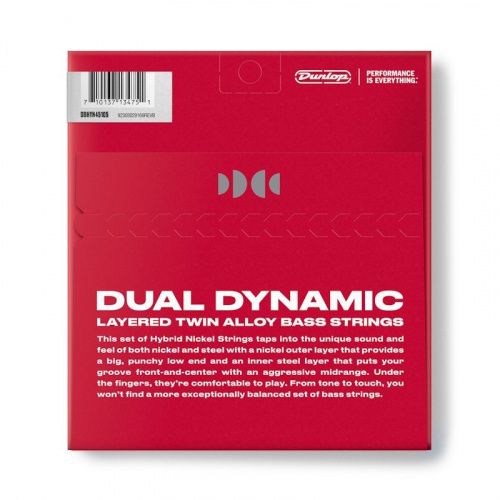 Струни DUNLOP DBHYN45105 DUAL DYNAMIC LAYERED TWIN ALLOY HYBRID WOUND NICKEL BASS STRINGS 45-105 - JCS.UA фото 2