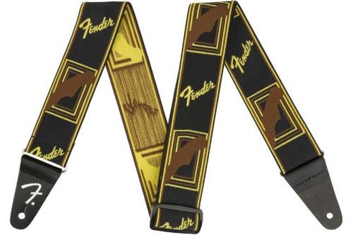 Ремень FENDER 2" WEIGHLESS MONOGRAMMED STRAP BLACK/YELLOW/BROWN - JCS.UA