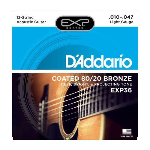 Струны DADDARIO EXP36 EXP 80/20 BRONZE LIGHT 12-STRING 10-47 - JCS.UA