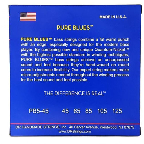 Струни DR STRINGS PB5-45 PURE BLUES BASS - MEDIUM - 5-STRING (45-125) - JCS.UA фото 2