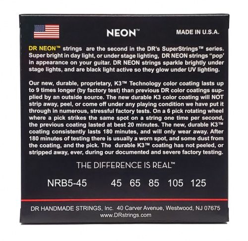 Струни DR NRB5-45 STRINGS NEON RED BASS - MEDIUM 5 STRING (45-125) - JCS.UA фото 3