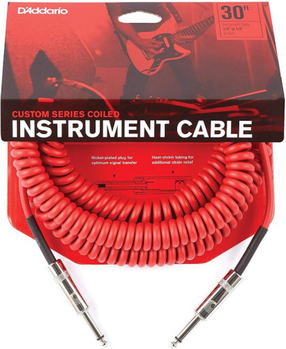 Инструментальный кабель D'ADDARIO PW-CDG-30RD Coiled Instrument Cable - Red (9m) - JCS.UA