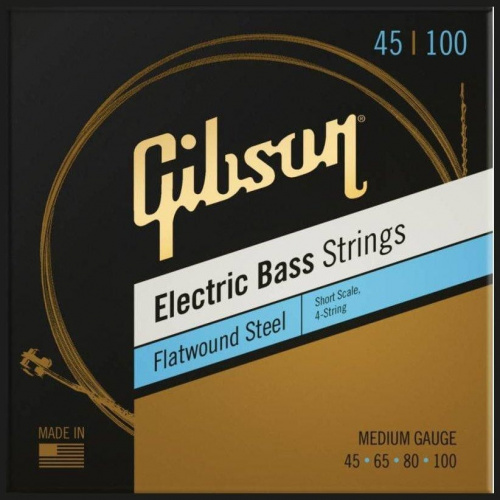Струни для бас-гітар GIBSON SBG-FWSSM SHORT SCALE FLATWOUND BASS STRINGS MEDIUM - JCS.UA