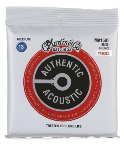 Струни MARTIN MA150T Authentic Acoustic Lifespan 2.0 80/20 Bronze Medium (13-56) - JCS.UA