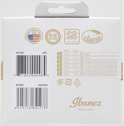 Струни для акустичних гітар IBANEZ IACS6C ACOUSTIC GUITAR STRING 12-53 - JCS.UA фото 2