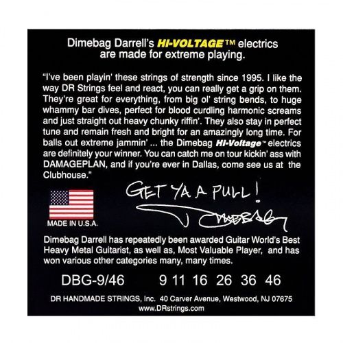 Струны DR STRINGS DBG-9/46 DIMEBAG DARRELL HI-VOLTAGE ELECTRIC - LIGHT HEAVY (9-46) - JCS.UA фото 3