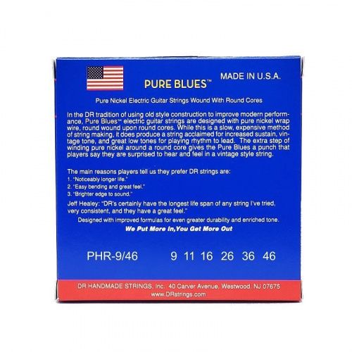 Струни DR STRINGS PHR-9/46 PURE BLUES ELECTRIC GUITAR STRINGS - LIGHT TO MEDIUM (9-46) - JCS.UA фото 3