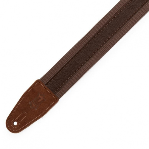 Ремінь LEVY'S MC2CG-BRN-DBR Cotton Combo Guitar Strap – Brown Cotton with Dark Brown Leather Strip - JCS.UA фото 2