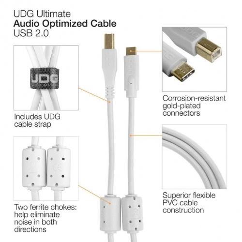 Кабель UDG Ultimate Audio Cable USB 2.0 C-B White Straight 1,5m  - JCS.UA фото 3
