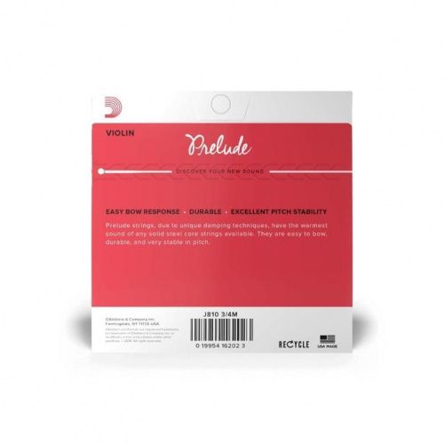 Струны D'ADDARIO J810 3/4M PRELUDE VIOLIN STRING SET 3/4 Scale Medium Tension - JCS.UA фото 3
